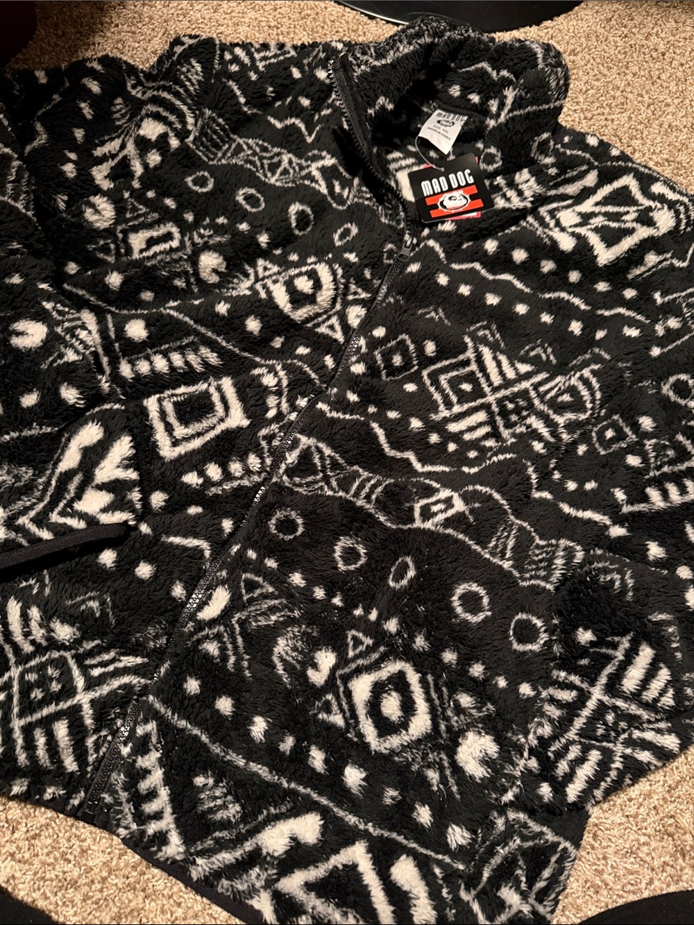 Supersoft Mad Dog black-n-white fleece full-zip jacket NWT - XXL